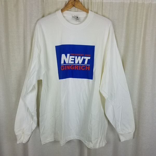 Newt Gingrich for President 2008 Campaign TShirt Mens 2XL Hanes Beefy-T LS