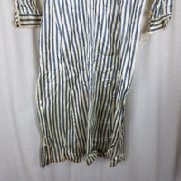 Antique French Satin Long Night Dress Shirt Mens Womens Unisex XS S Pinstripes