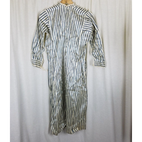 Antique French Satin Long Night Dress Shirt Mens Womens Unisex XS S Pinstripes