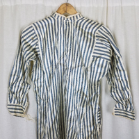 Antique French Satin Long Night Dress Shirt Mens Womens Unisex XS S Pinstripes