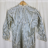 Antique French Satin Long Night Dress Shirt Mens Womens Unisex XS S Pinstripes