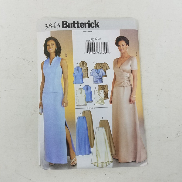 BUTTERICK Sewing Pattern 3843 Women Sizes 20-22-24 Maxi Skirt Suit Top Dress