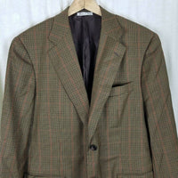 Vintage Belvest Barney's New York Plaid 120s Wool Sport Coat Blazer Jacket Mens size 42 Italy College Career Professional