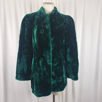 Sasson Glenoit Faux Shaggy Fur Midi Car Coat Long Jacket Womens M Emerald Green