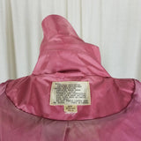 Vintage Mod MCM Pink Coated Metallic Sheen Rain Trench Coat Womens L XL 60s 70s