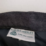 Vintage Laura Ashley Pure Wool Pleated Aline Twirl Skirt Womens 8 Charcoal Grey