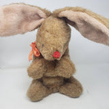 Vintage Brown Bunny Rabbit Stuffed Animal Plush 17 in Felt Mouth PomPom Nose