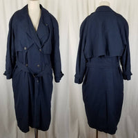 Misty Harbor Cape Top All Weather Cotton Belted Tie Sash Trench Coat Womens 16P