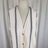 Vintage Cape Isle Knitters Vertical Striped Long Knit Sweater Vest Womens S 2199