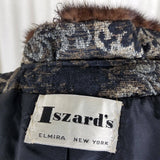 Vintage Iszards 50s MCM Fur Collar Tapestry Peacoat Coat Womens S M Carpetbagger