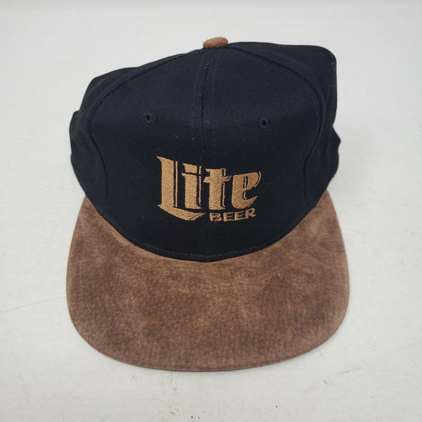 Vintage Miller Lite Genuine Draft Beer Suede Brim Mens OS Strapback Hat Cap