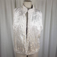 Ralph Lauren Faux Persian Fur Quilted Reversible White Vest Womens size L Plush