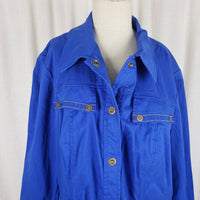 Jones New York Signature Fresh Blue Chambray Trucker Style Jacket Womens 2X Plus
