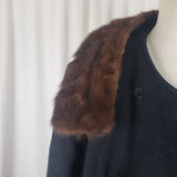 Vintage Aldenaire 50s 60s MCM Fur Collar Winter Wool Swing Peacoat Coat Womens S