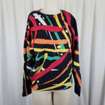 Vintage 80s 90s Kenar Wool Angora Graphic Abstract Loud Knit Sweater Womens M HK