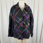 Vintage Talbots 100% Wool Argyle Plaid Blazer Jacket Womens M Boiled Felted