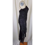 Vintage Gunne Sax Jessica McClintock Black Lace Ruched Wiggle Dress Women 5 Goth