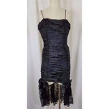 Vintage Gunne Sax Jessica McClintock Black Lace Ruched Wiggle Dress Women 5 Goth