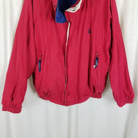 Nautica Reversible Spellout Windbreaker Jacket Mens M Racing Stripes Colorblock