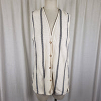 Vintage Cape Isle Knitters Vertical Striped Long Knit Sweater Vest Womens S 2199