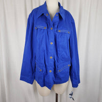 Jones New York Signature Fresh Blue Chambray Trucker Style Jacket Womens 2X Plus