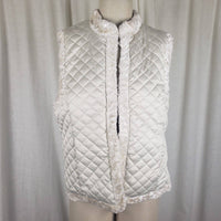 Ralph Lauren Faux Persian Fur Quilted Reversible White Vest Womens size L Plush