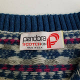 Pandora Scotchkin Wool Nordic Fair Isle Knit Henley Sweater Womens S M Jumper