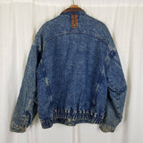 Vintage Urban Outfitters Denim Leather Bomber Jean Jacket Mens L Quilted Liner