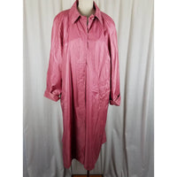 Vintage Mod MCM Pink Coated Metallic Sheen Rain Trench Coat Womens L XL 60s 70s