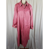 Vintage Mod MCM Pink Coated Metallic Sheen Rain Trench Coat Womens L XL 60s 70s