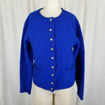 Karen Scott Cobalt Blue Boiled Wool Heavyweight Sweater Cardigan Jacket Women PM