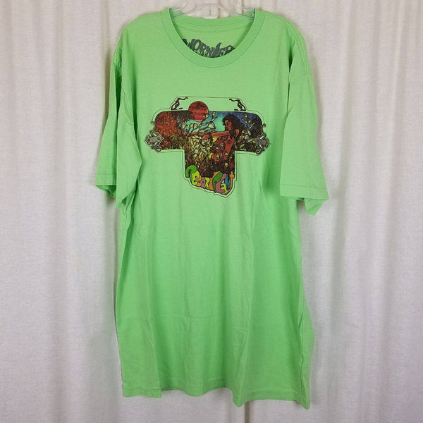 WornFree RecordPlant TShirt Mens XXL 70s Psychedelic Repop Bright Lime Green USA