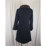 Vintage Aldenaire 50s 60s MCM Fur Collar Winter Wool Swing Peacoat Coat Womens S