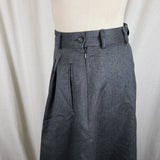 Vintage Laura Ashley Pure Wool Pleated Aline Twirl Skirt Womens 8 Charcoal Grey