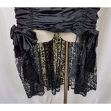 Vintage Gunne Sax Jessica McClintock Black Lace Ruched Wiggle Dress Women 5 Goth
