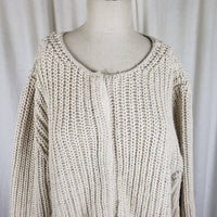 Eddie Bauer Striped Fisherman Ribbed Snap Cardigan Knit Sweater Jacket Women XLT