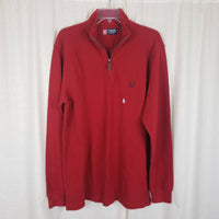 Chaps Ralph Lauren Waffle Henley 1/4 Zip Funnel Neck Long Sleeve Shirt Mens L