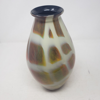 Alexander Kalifano Vase Home Decor 12" Brown Abstract Geometric Art Glass