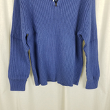 Vintage Lands End Ribbed Mock Neck Half Zip Cotton Henley Sweater Mens XL Japan