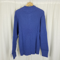 Vintage Lands End Ribbed Mock Neck Half Zip Cotton Henley Sweater Mens XL Japan