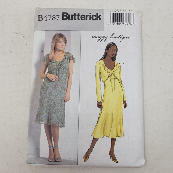 Vintage Butterick B4787 Sewing Pattern Maggy Boutique Dress Jacket 6-8-10-12