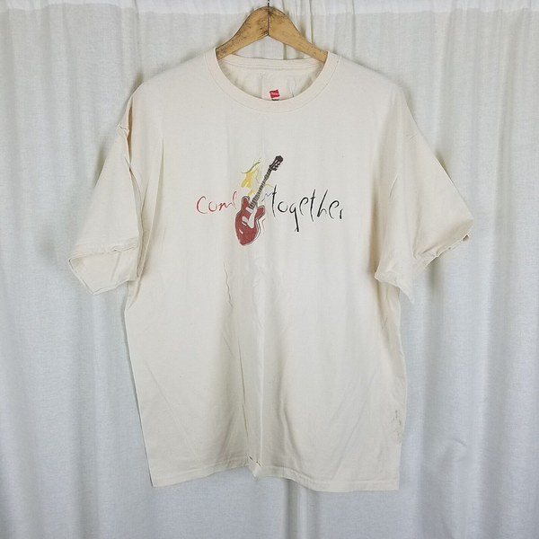 The Beatles Come Together Double Sided TShirt Mens XL Hanes Guitar Logo Cotton
