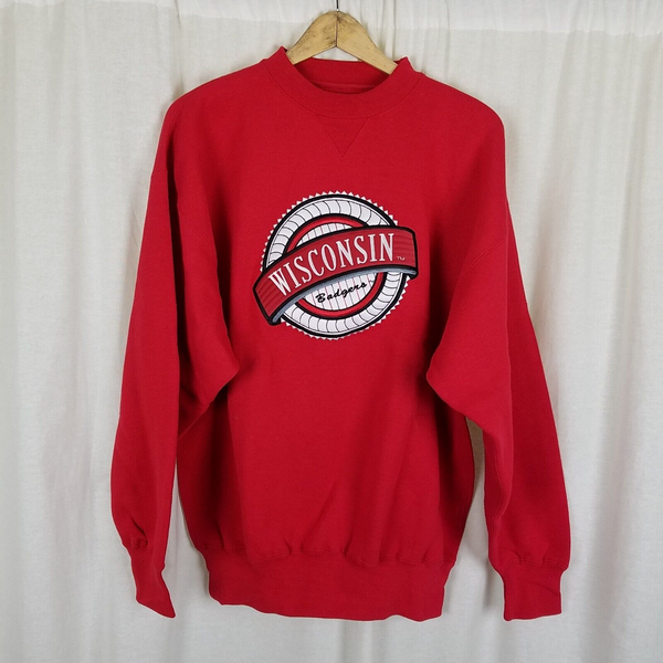 Vintage Wisconsin Badgers Crewneck Sweatshirt Mens L NCAA 90s Midwest Embroidery