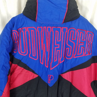 Vintage Pro Player Budweiser Spellout Puffer Parka Jacket Daniel Young Mens XL