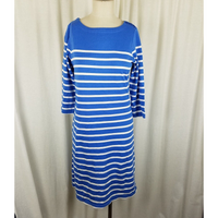 LL Bean Striped Jersey Knit Sailor Stripes Shirt Dress Summer T-Shirt Womens S