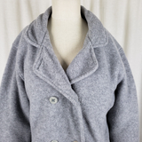 LL Bean Polartec Fleece Double Breasted Peacoat Jacket Short Coat Womens L Gray