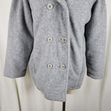 LL Bean Polartec Fleece Double Breasted Peacoat Jacket Short Coat Womens L Gray