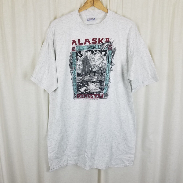 Vintage Alaska Greenpeace Rainbow Warriors TShirt Mens XL 90s Save the Whales