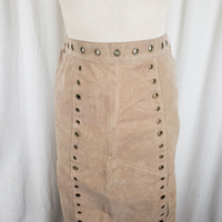 Robert Louis Long Maxi Boho Suede Skirt with Grommets Womens S Hippie Leather