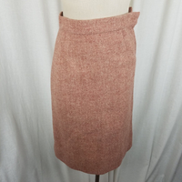 Vintage Handmade Mottled Wool Tweed Midi Skirt Womens XS 1950s 1960s 1970s Rust